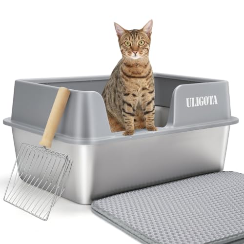 LULUMAIC Katzentoilette mit hohen Seiten, Edelstahl-Katzentoilette mit Deckel, große Metalltoilette für große Katzen, nimmt Keine Gerüche an, antihaftbeschichtete Oberfläche LULUMAIC Katzentoilette mit hohen Seiten, Edelstahl-Katzentoilette mit Deckel, große Metalltoilette für große Katzen, nimmt Keine Gerüche an, antihaftbeschichtete Oberfläche von LULUMAIC