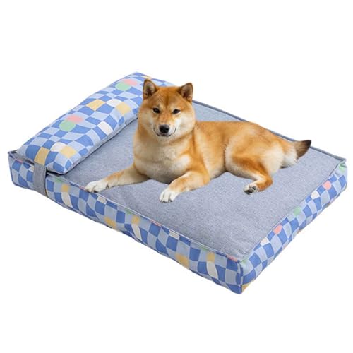LULUMAIC Pet Couch, beruhigendes Hundebett, Katzenbetten für Innen-, Rechteck-Haustierkuddler mit Nicht-Schlupf-Bottom, Hundekiste Matratze mit Kissen, Flauschige Anti-Angst-Hundebetten, Blau, S LULUMAIC Pet Couch, beruhigendes Hundebett, Katzenbetten für Innen-, Rechteck-Haustierkuddler mit Nicht-Schlupf-Bottom, Hundekiste Matratze mit Kissen, Flauschige Anti-Angst-Hundebetten, Blau, S von LULUMAIC