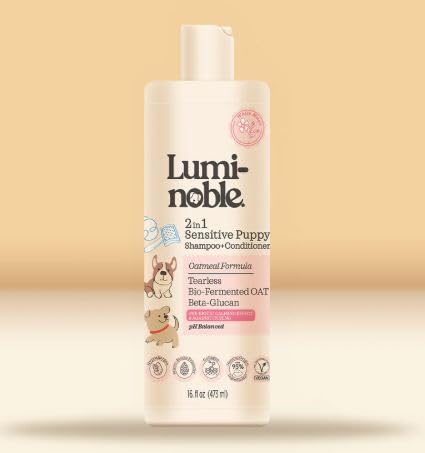 Sensitives Welpen-Shampoo + Conditioner 2in1-473ml/16oz - Hypoallergene Formel mit Bio-fermentiertem Hafer & Beta-Glucan - Vegane sanfte Pflege für empfindliche Welpenhaut Lumi-Noble Sensitives Welpen-Shampoo + Conditioner 2in1-473ml/16oz - Hypoallergene Formel mit Bio-fermentiertem Hafer & Beta-Glucan - Vegane sanfte Pflege für empfindliche Welpenhaut Lumi-Noble von LUMI-NOBLE.