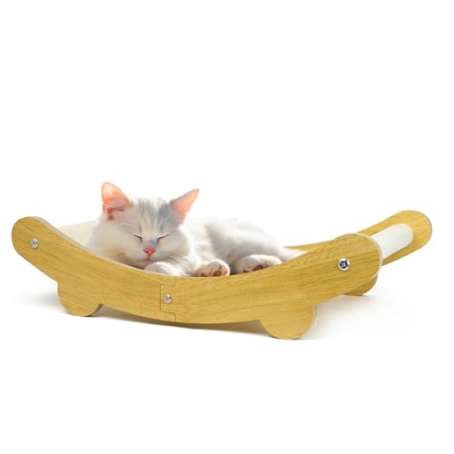 LUMIN TUTU 2-in-1 Kratzbrett & Katzenbett, katzenkratzbretter Kratzmatte aus Baumwolle/Polyester mit Holzständer, langlebig & wiederwendbar, 59x34cm kratzpappe für Katzen, ohne Abrieb von LUMIN TUTU