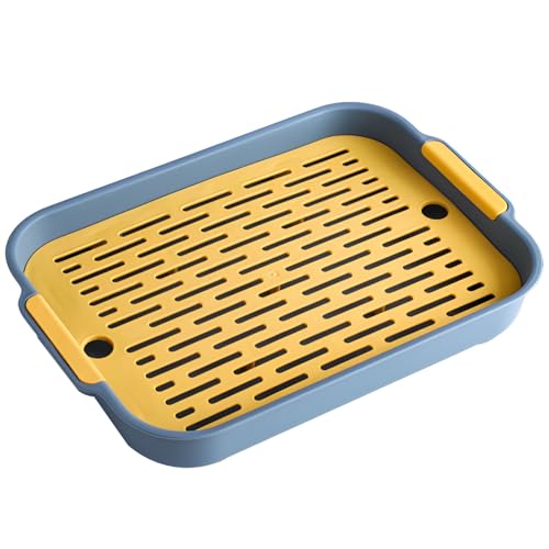 Blaue Katzentoilette mit abnehmbarem Netz, doppellagige Anti-Flip-Trainingstablett für Kaninchen, Meerschweinchen, Chinchillas und kleine Haustiere (10,6 x 7,3 x 1,3 cm) von LUMINFLY