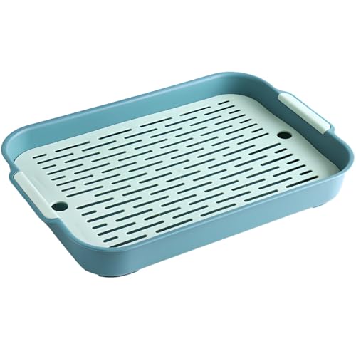 Grüne Katzentoilette mit abnehmbarem Netz und doppellagigem Design, Anti-Flip-Trainingspfanne für Kaninchen, Meerschweinchen und Kleintiere (14,4 × 9,6 × 2) von LUMINFLY