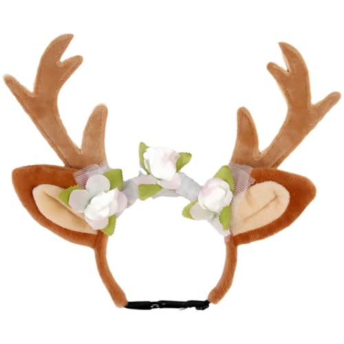 Holiday Rentiergeweih Stirnband für Haustiere, Plüsch Weihnachtsgeweih für Hunde und Katzen, verstellbares Haustier Urlaub Kostüm für kleine bis große Haustiere Holiday Rentiergeweih Stirnband für Haustiere, Plüsch Weihnachtsgeweih für Hunde und Katzen, verstellbares Haustier Urlaub Kostüm für kleine bis große Haustiere von LUMINFLY