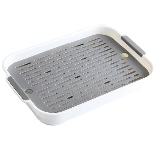 Kleine Haustiertoilette mit abnehmbarem Netz, doppellagige Toilettenschale (10,6 x 7,3 x 1,3 cm), Anti-Kipp-Trainingspfanne für Kaninchen, Meerschweinchen, Chinchillas, Hamster, Rennmäuse (Weiß) von LUMINFLY