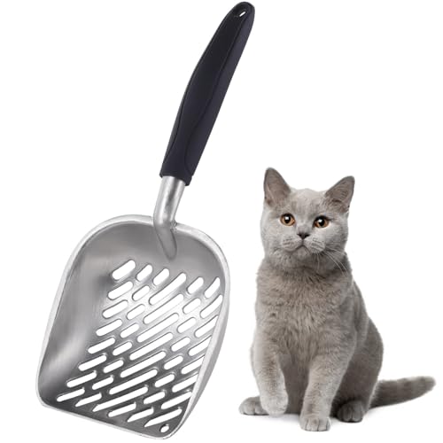LUMINFLY Große Katzenstreuschaufel aus Aluminiumlegierung mit langem Griff, rutschfeste Schaufel, Kotsieb für effiziente Reinigung der Katzentoilette LUMINFLY Große Katzenstreuschaufel aus Aluminiumlegierung mit langem Griff, rutschfeste Schaufel, Kotsieb für effiziente Reinigung der Katzentoilette von LUMINFLY