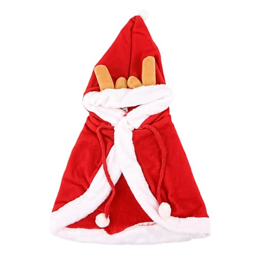 Weihnachtsmann-Kostüm für Haustiere, Umhang und Kapuze aus Baumwolle für kleine Hunde, festliche Bekleidung Weihnachtsmann-Kostüm für Haustiere, Umhang und Kapuze aus Baumwolle für kleine Hunde, festliche Bekleidung von LUMINFLY