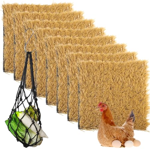 Wiederverwendbare Hühnerstall-Pads, Kunstrasenmatten mit Futterbeutel, 30,5 x 30,5 cm, grüner Rasen für Nistkästen, Innen- und Außenbereich, 8 Stück Wiederverwendbare Hühnerstall-Pads, Kunstrasenmatten mit Futterbeutel, 30,5 x 30,5 cm, grüner Rasen für Nistkästen, Innen- und Außenbereich, 8 Stück von LUMINFLY