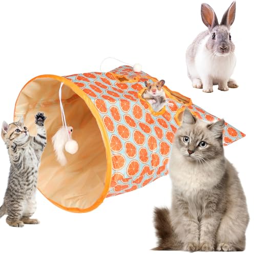 LUMLAM Katzentunnel für Indoor-Katzen – Faltbare interaktive Katzenspiel-Tunnel-Tasche Spielzeug mit Plüschball – Haustier-Katzen-Bohrtasche für selbstspielendes Katzenspielzeug (A) von LUMLAM