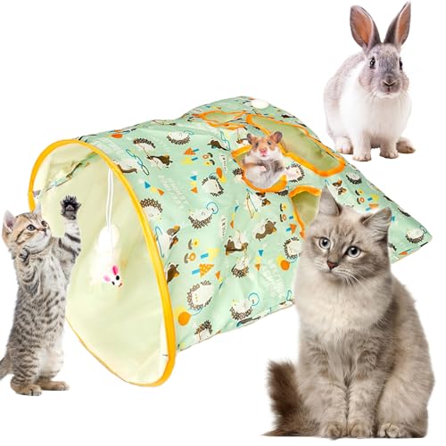 Katzentunnel für Indoor-Katzen – Faltbare interaktive Katzenspiel-Tunnel-Tasche Spielzeug mit Plüschball – Haustier-Katzen-Bohrtasche für selbstspielendes Katzenspielzeug (B) von LUMLAM