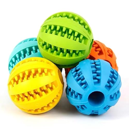 LUMOOM 2 Stück Hundespielzeug Ball, Interaktiver Leckerli-Spender, Intelligenz Ball, Robuste Hundeball Ø 7cm, Naturkautschuk Welpenspielzeug, Gummiball für Welpen (Blau+Orange) von LUMOOM