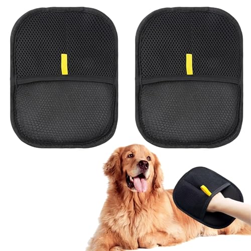 LUMOOM 2 Stück Pet Hair Remover, Double Sided Grooming Glove, Katzenbürste, Hundebürste, Static Removal Gloves, Wiederverwendbare Fellpflegehandschuhe für Haustieref (A) von LUMOOM