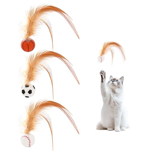 LUMOOM 3 Stück Katzenspielzeug Bälle mit Feder, Interaktives Katzenspielzeug Hohe Elastizität Federspielzeug für Wohnungskatzen, Elastischer interaktiver Katzenspielzeugball LUMOOM 3 Stück Katzenspielzeug Bälle mit Feder, Interaktives Katzenspielzeug Hohe Elastizität Federspielzeug für Wohnungskatzen, Elastischer interaktiver Katzenspielzeugball von LUMOOM