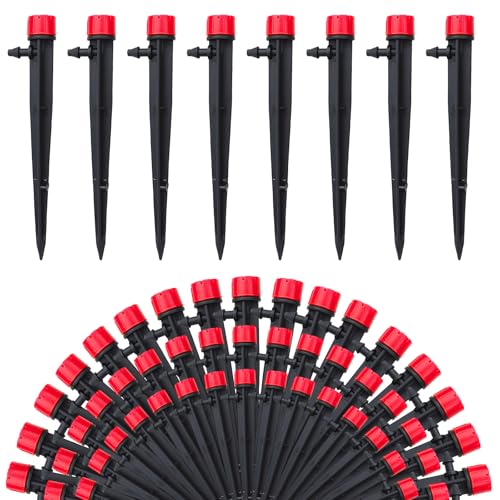 LUMOOM 50 Stück Gartenschlauch Befestigungsanker, 360-Grad-Bewässerungssystem, Micro Drip Tropfer, 8 Löcher Sprinkler, Steckgabel für 4/7mm Schlauch, Drip Irrigation Emitters (Schwarz) von LUMOOM