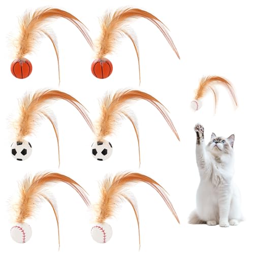 LUMOOM 6 Stück Katzenspielzeug Bälle mit Feder, Interaktives Katzenspielzeug Hohe Elastizität Federspielzeug für Wohnungskatzen, Elastischer interaktiver Katzenspielzeugball LUMOOM 6 Stück Katzenspielzeug Bälle mit Feder, Interaktives Katzenspielzeug Hohe Elastizität Federspielzeug für Wohnungskatzen, Elastischer interaktiver Katzenspielzeugball von LUMOOM