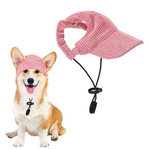 LUMOOM Hunde Baseballmütze, Verstellbare Hundemütze, Hunde-Sonnenhut mit Ohrlöchern, Sommer Sonnenschutz Hut für Kleine Hunde, Katzen und Welpen (M-Rosa) von LUMOOM
