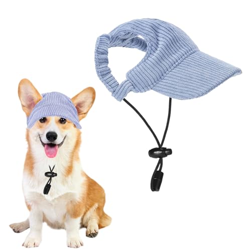 LUMOOM Hunde Baseballmütze, Verstellbare Hundemütze, Hunde-Sonnenhut mit Ohrlöchern, Sommer Sonnenschutz Hut für Kleine Hunde, Katzen und Welpen (S-Blau) von LUMOOM