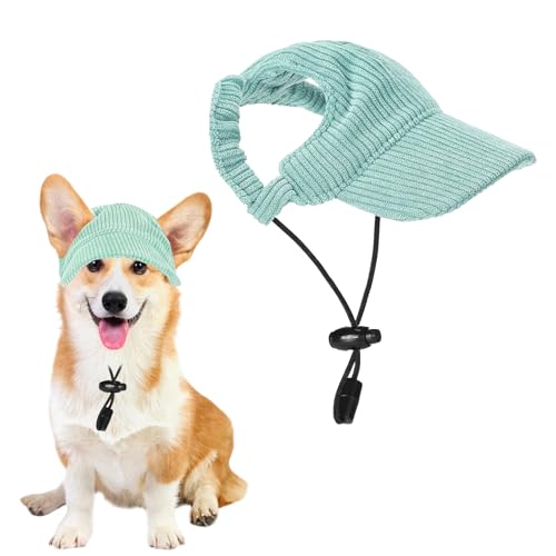 LUMOOM Hunde Baseballmütze, Verstellbare Hundemütze, Hunde-Sonnenhut mit Ohrlöchern, Sommer Sonnenschutz Hut für Kleine Hunde, Katzen und Welpen (S-Grün) von LUMOOM