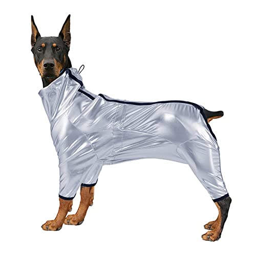 LUNLUN Hunde-Regenmantel, reflektierend, wasserdicht, für kleine und mittelgroße Hunde (Farbe: Silber, Größe 2XL) von LUNLUN