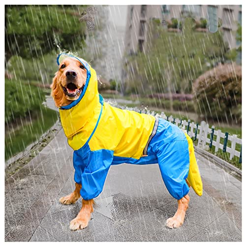 LUNLUN Hunde-Regenmantel, wasserdicht, mit Kapuze, reflektierend, verstellbar, leicht, mit Geschirrloch, atmungsaktiv, regenfest, für mittelgroße und große Hunde (Farbe: Blau, Größe 3XL) von LUNLUN