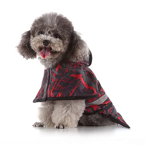 LUNLUN Hunde-Regenmantel mit Kapuze, Regenmantel, reflektierender Outdoor-Poncho, kleine Hunde, wasserdicht, Regenkappe, Regenkleidung, 4 Jahreszeiten, ärmellos (Farbe: A, Größe: 3XL) von LUNLUN