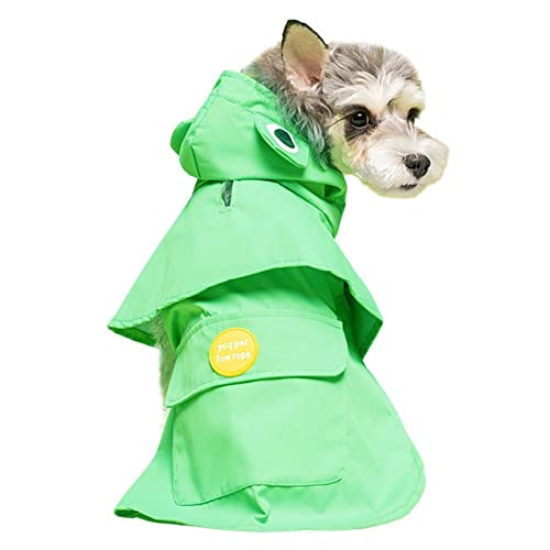 LUNLUN Hunde-Regenmantel mit Kapuze, wasserdicht, mit reflektierendem Riemen, leicht, für kleine Hunde (Farbe: Grün, Größe XL) von LUNLUN