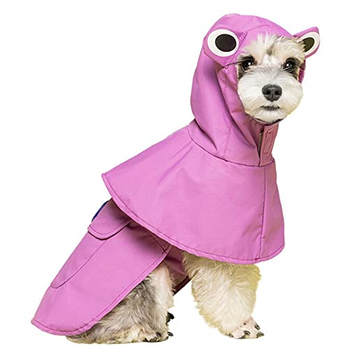LUNLUN Hunde-Regenmantel mit Kapuze, wasserdicht, mit reflektierendem Riemen, leicht, für kleine Hunde (Farbe: Violett, Größe XL) von LUNLUN