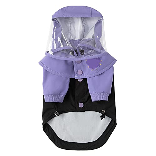 LUNLUN Hunde-Regenmantel mit abnehmbarem Hut, TPU, transparente Krempe, wasserdicht, Farbe: Violett, Größe 2XL von LUNLUN