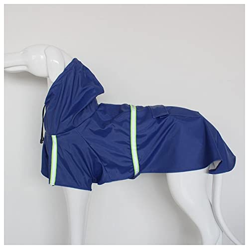 LUNLUN Regenmantel für Haustiere, reflektierend, für kleine und große Hunde, wasserdicht, winddicht, mit einteiliger Hutjacke, modische Outdoor-atmungsaktive Welpenkleidung (Farbe: Blau, Größe: L) von LUNLUN