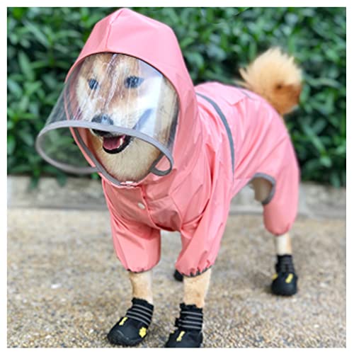 LUNLUN Regenmantel für Haustiere, wasserdicht, reflektierend, mit Kapuze, winddicht, für kleine Hunde, Outdoor-Kleidung, Haustierbedarf (Farbe: Rosa, Größe: L) von LUNLUN