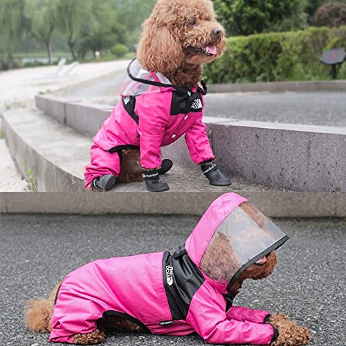 LUNLUN Regenmantel für Haustiere, wasserdicht, reflektierend, mit Kapuze, winddicht, für kleine Hunde im Freien (Farbe: Rosa, Größe: 2XL) von LUNLUN