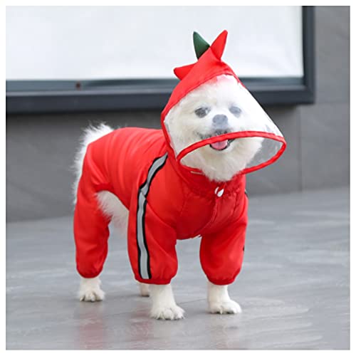 LUNLUN Regenmantel für Haustiere, wasserdicht, reflektierend, mit Kapuze, winddicht, für kleine Hunde im Freien (Farbe: Rot, Größe: 3XL) von LUNLUN