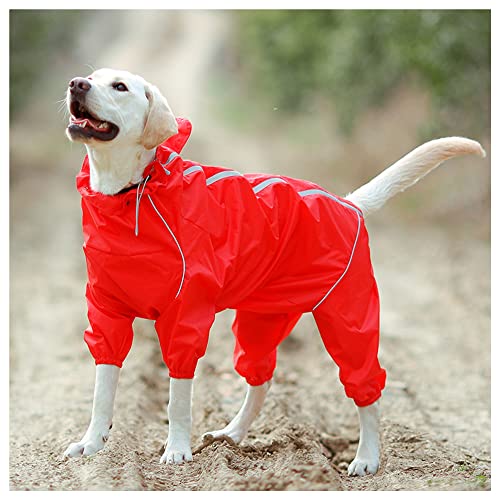 LUNLUN Regenmantel für Hunde, 4 Beine, wasserdicht, regenfest, schlammfest, für kleine, mittelgroße Hunde, Katzen, Welpen (Farbe: Rot, Größe: 14) von LUNLUN