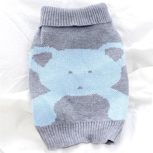 LUNYY Blauer Kaninchen-Hundekleidungs-Haustier-Strickpullover Herbst- und Winterkleidung Teddy-Katzen-Bodenhemd-Welpen-Warmer Pullover XS-XL von LUNYY