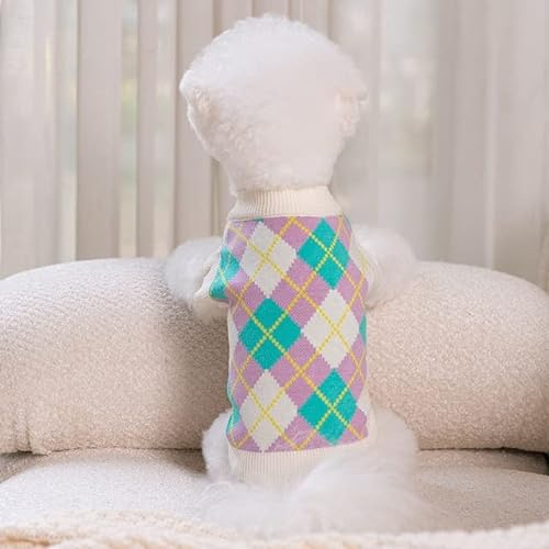 LUNYY Blauer Kaninchen-Hundekleidungs-Haustier-Strickpullover Herbst- und Winterkleidung Teddy-Katzen-Bodenhemd-Welpen-Warmer Pullover XS-XL von LUNYY
