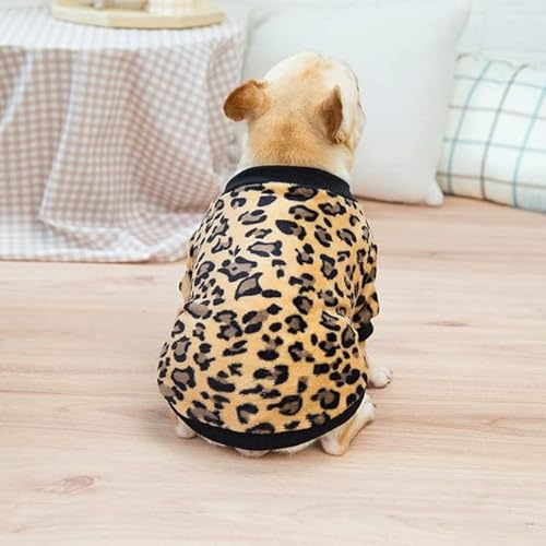 LUNYY Warmer Hundepullover Leopardenmuster Haustierjacke für Herbst Winter Welpen Teddy Wear Fleece Hundekleidung Weicher Pullover Kleidung von LUNYY