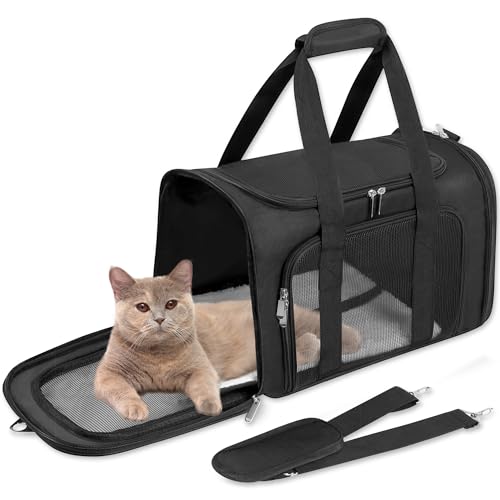 Tragetasche für Katzen / Hunde / Haustiere, weich, faltbar, für große Katzen/kleine Hunde, mit Schultergurt und abnehmbarer Matte, Netz-Welpen-Tragetasche, bis zu 11,3 kg, Schwarz Tragetasche für Katzen / Hunde / Haustiere, weich, faltbar, für große Katzen/kleine Hunde, mit Schultergurt und abnehmbarer Matte, Netz-Welpen-Tragetasche, bis zu 11,3 kg, Schwarz von LUOBINS
