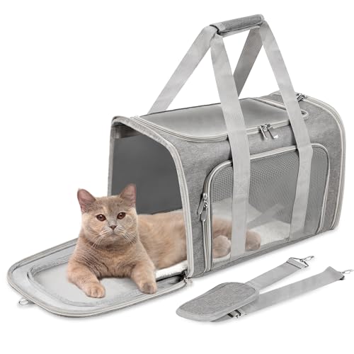 Weiche Transporttasche für Katzen / Hunde / Haustiere, zusammenklappbar, für große Katzen/kleine Hunde, mit Schultergurt und abnehmbarer Matte, Netz-Welpen-Tragetasche, bis zu 11,3 kg, Grau Weiche Transporttasche für Katzen / Hunde / Haustiere, zusammenklappbar, für große Katzen/kleine Hunde, mit Schultergurt und abnehmbarer Matte, Netz-Welpen-Tragetasche, bis zu 11,3 kg, Grau von LUOBINS