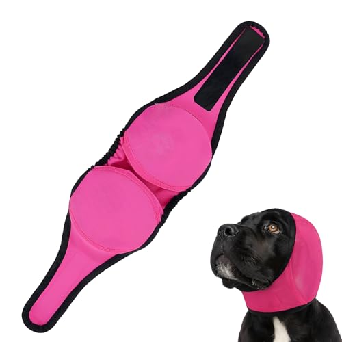 Hunde-Ohrenschutz und kein Schütteln, wiederverwendbar, wasserdicht, für Angstlinderung und Lärmschutz, Hämatom, Blitz, Gewitter, Feuerwerk, Tierarztbesuche und Schwimmen (Rosa, M) von LUODAKA