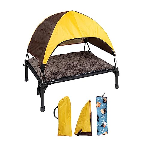 LUOFANG Erhöhtes Hundebett für den Außenbereich mit abnehmbarem Schattenzelt, kühlendes Camping, erhöhtes Hundebett, tragbares Zelt für kleine Hunde von LUOFANG