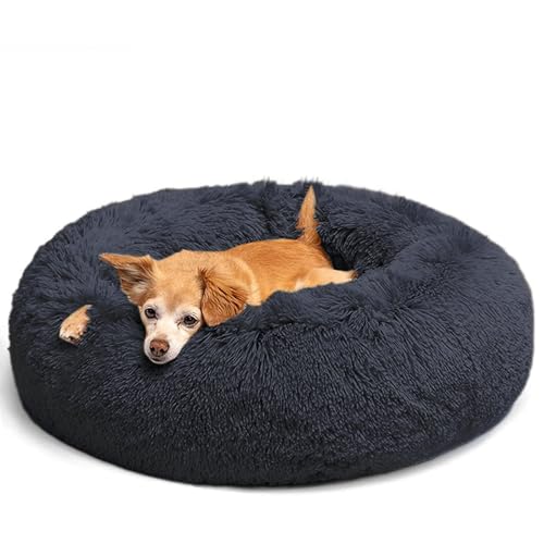 LUOJINYI Hundebett Flauschig, Hundekissen Rund Haustierbett Donut Katzenbett Waschbar mit rutschfestem Boden für große, mittelgroße & kleine Hunde, 70 cm, Marineblau von LUOJINYI