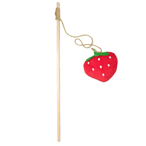 LUOZZY Interaktiver Zauberstab Katzenspielzeug Erdbeere Kätzchen Teasing Stick Katzenminze Plüschtier Lustige Katze Biss Resistant Stick (Rot) von LUOZZY