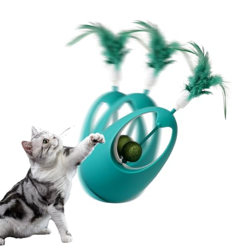 LUPATDY Katzen Spielzeug,Interaktives Katzenspielzeug - Katzenspielzeug Beißstange,360° Tumbler Interaktives Katzenspielzeug - 3 in 1 interaktives Spielzeug,Katzenstab für Katzen mit Katzenmi (Blau) von LUPATDY