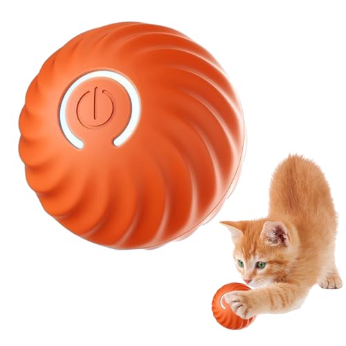 LUPATDY Katzenspielzeug,Interaktives Katzenspielzeug mit USB Wiederaufladbarer,Katzenspielzeug Elektrisch Ball,Interaktives Hundespielzeug,Interaktiver Spielball für Katzen und Hündchen(Orange) von LUPATDY