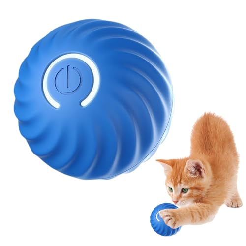 LUPATDY Katzenspielzeug,Interaktives Katzenspielzeug mit USB Wiederaufladbarer,Katzenspielzeug Elektrisch Ball,Interaktives Hundespielzeug,Interaktiver Spielball für Katzen und Hündchen (Blau) von LUPATDY