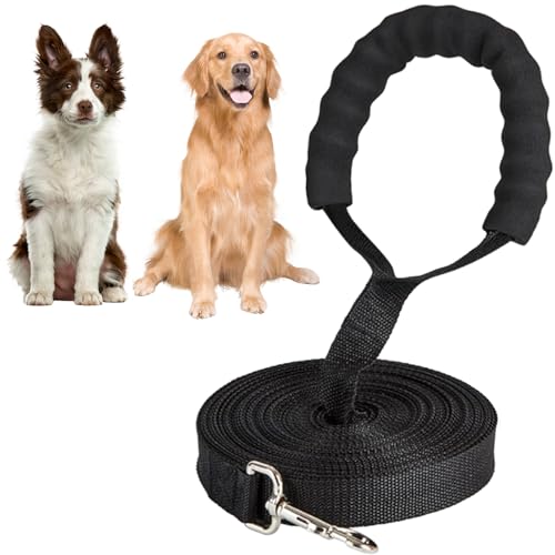 LUPATDY Schleppleine für Hunde 15M,Nylon Hundeleine Robuste & Wasserfeste Hundeleine mit Gepolstertem Griff für Hunde kleine große Hund laufleine langlaufleine von LUPATDY