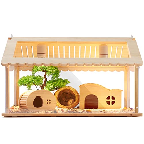 LURIVA 61.0 cm Transparenter Hamsterkäfig Kleintierkäfig Meerschweinchenkäfig Rattenkäfig Hamsterwohngehege Haustierhaus Holzrahmen Acrylplatten von LURIVA