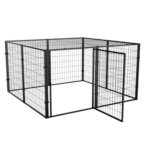 LURIVA Hunde-Laufstall, extra groß, 121,9 x 121,9 x 61 cm, robuster Käfig, Hundehütte, Haustier-Laufstall, für kleine und mittelgroße Hunde, Welpenlaufstall, Hühnerstall, Haustierzaun, drinnen und von LURIVA