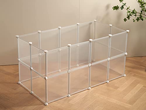 LURIVA Transparentes Laufgitter für kleine Tiere, Meerschweinchen-Käfige, Laufstall für Welpen, Laufstall für Haustiere, Kaninchen, Innen- und Außenbereich, 30.5x30.5 cm, 24 Paneele von LURIVA