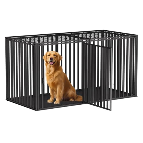 LURIVA Stahlrohr schwere große Hundebox mit Mattenboden, 139.7 cm L x 81.3 cm H Hundekäfige für mittelgroße große Hunde, großer Hundekäfig, Hundehütte, Welpenhund-Laufstall mit Oberseite LURIVA Stahlrohr schwere große Hundebox mit Mattenboden, 139.7 cm L x 81.3 cm H Hundekäfige für mittelgroße große Hunde, großer Hundekäfig, Hundehütte, Welpenhund-Laufstall mit Oberseite von LURIVA