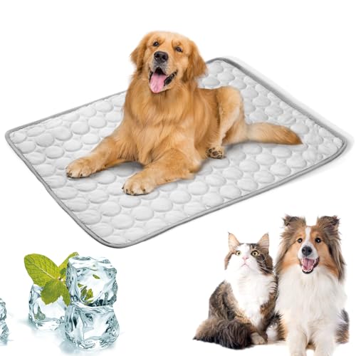 LURNODY Kühlmatte Hunde 100 * 70cm Pet Cooling Mat Selbstkühlende Kühldecke Hund für Katzen und Hunde Selbstkühlende Hundematte Leicht zu Reinigen Perfekt für Auto, Reise und Zuhause （grau XL） von LURNODY